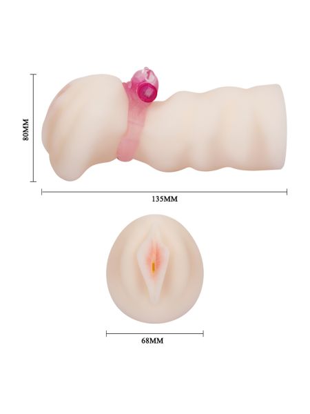 BAILE- Masturbator with vibrating ring, flesh-coloured - 5