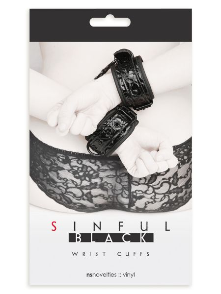 Kajdanki-SINFUL WRIST CUFFS BLACK - 4