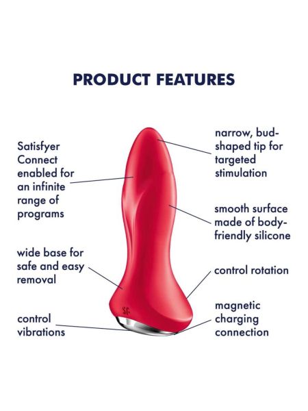 Wibrujący korek analny z aplikacją Satisfyer Rotator Plug 1 - 6