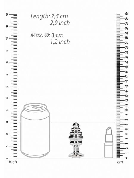 Korek analny metalowy stalowy ozdobny kryształ 7cm - 3