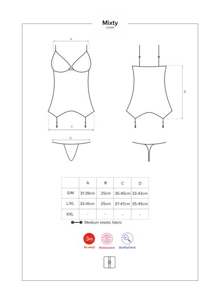 Koronkowy gorset stringi komplet obsessive l/xl - 7