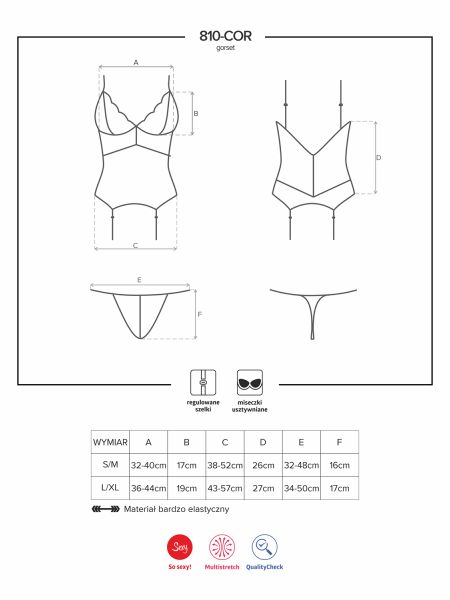 Koronkowy gorset stringi komplet obsessive l/xl - 7