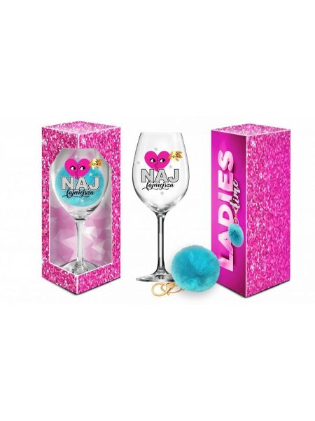 LADIES TIME - kieliszek do wina Signoria 700ml + pompon  - Najfajniejsza