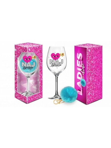 LADIES TIME - kieliszek do wina Signoria 700ml + pompon  - Najfajniejsza - 2