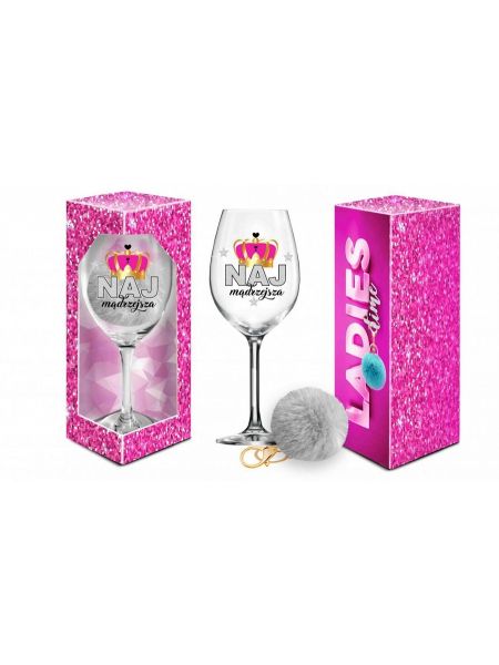 LADIES TIME - kieliszek do wina Signoria 700ml + pompon  - Najmądrzejsza