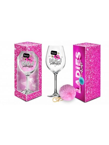 LADIES TIME - kieliszek do wina Signoria 700ml + pompon  - Najpiękniejsza