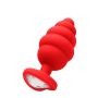 Large Ribbed Diamond Heart Plug - Red - 2