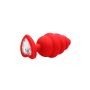 Large Ribbed Diamond Heart Plug - Red - 7