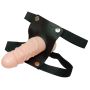 Czarny skórzany strap-on uprząż z żylastym penisem - 5